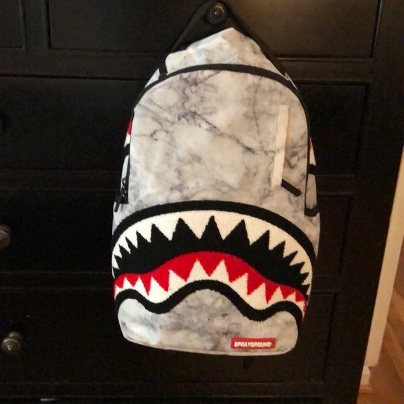 sprayground white marble backpack